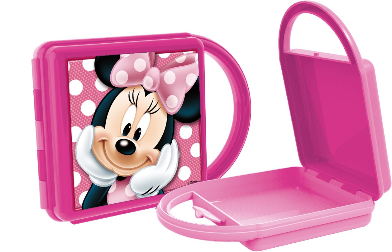 Hm International Plastic Disney Minnie Mouse Sandwich Lunch Box with Handle, 210Ml, Multicolor