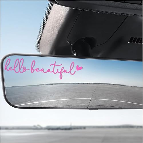 Miniatura 10 de Calcomanías de espejo para automóviles, calcomanías de espejo retrovisor con texto en inglés "Hello Beautiful", decoración de ventana de coche,