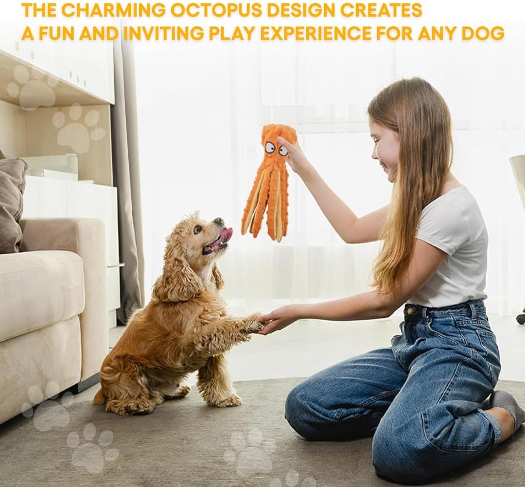 Goose/Octopus Indestructible Dog Toys for Aggressive Chewers – Large Teething Chewing Toys & Crinkle Squeaky Plush Chew Toys for Puppies, Teething Toys for Small, Medium, and Large