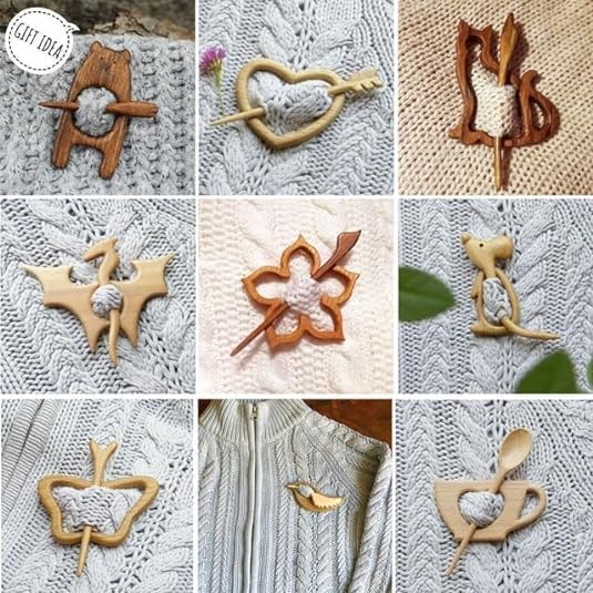 Image of 1Pc Brown Bear Animal Wooden Brooch Pins,Brooch Pin with Wooden Animal Pattern,Creative Fashion Wooden Animal Brooch,Cute Vintage Sweater Clips Small in Size and Light in Weight Decoration