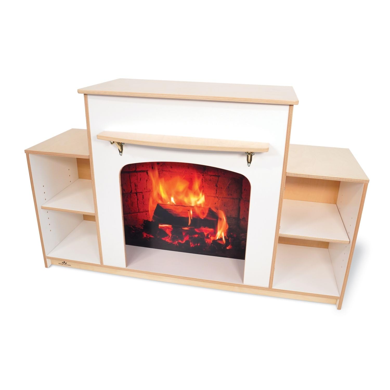 Whitney Brothers Indoor Modern Toddler Compact PlayStation Warm and Welcoming Fireplace White