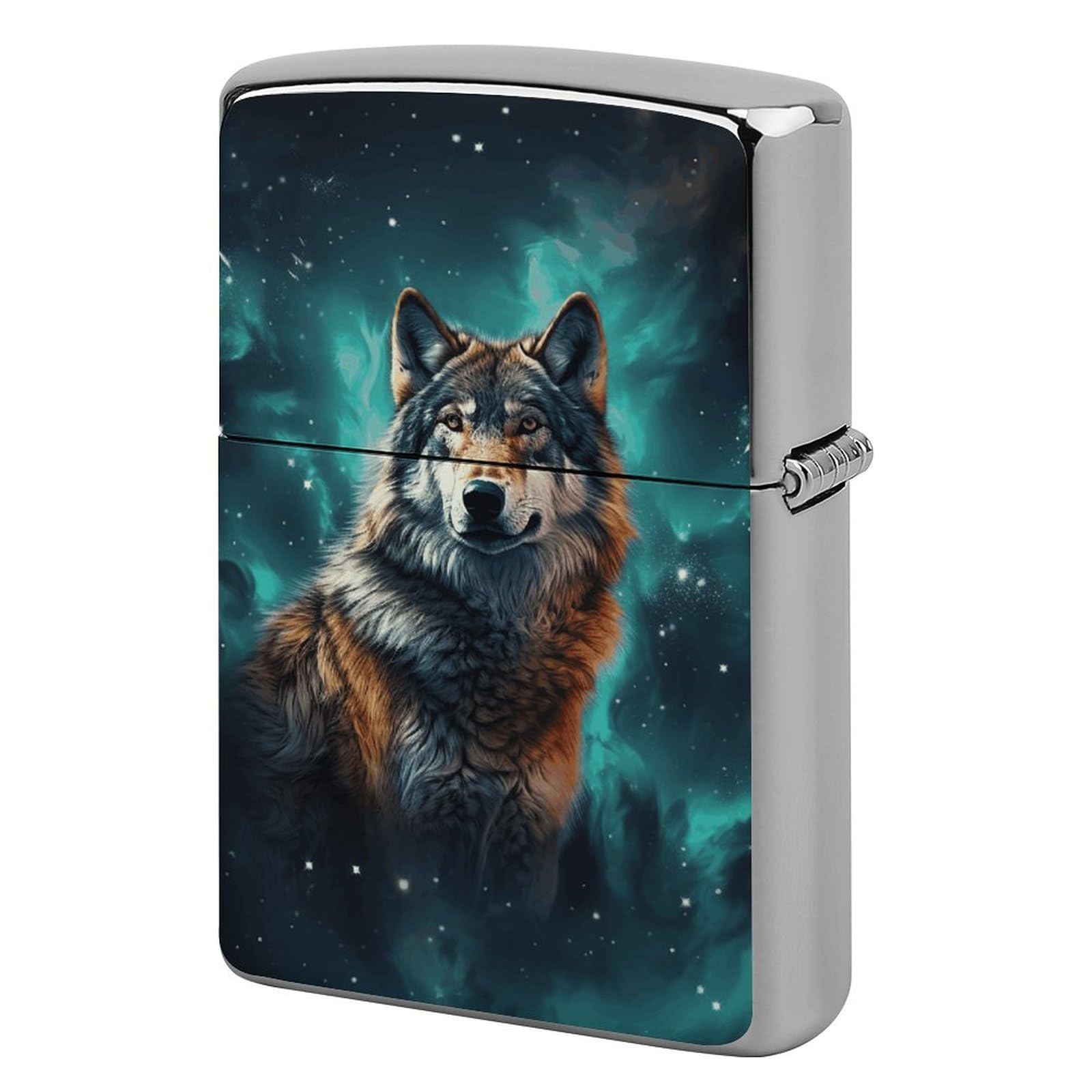 Wolf Under The Starry Sky Lighter Case for Men, Personalized Lighter Cover for Valentine's Day Gifts, Flip-Top Lighters Shell for Outdoor, Portable Lighters Protective Sleeve