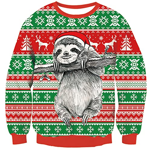 RAISEVERN Weihnachtspullover Herren Faultier Lustige Faultier Damen...