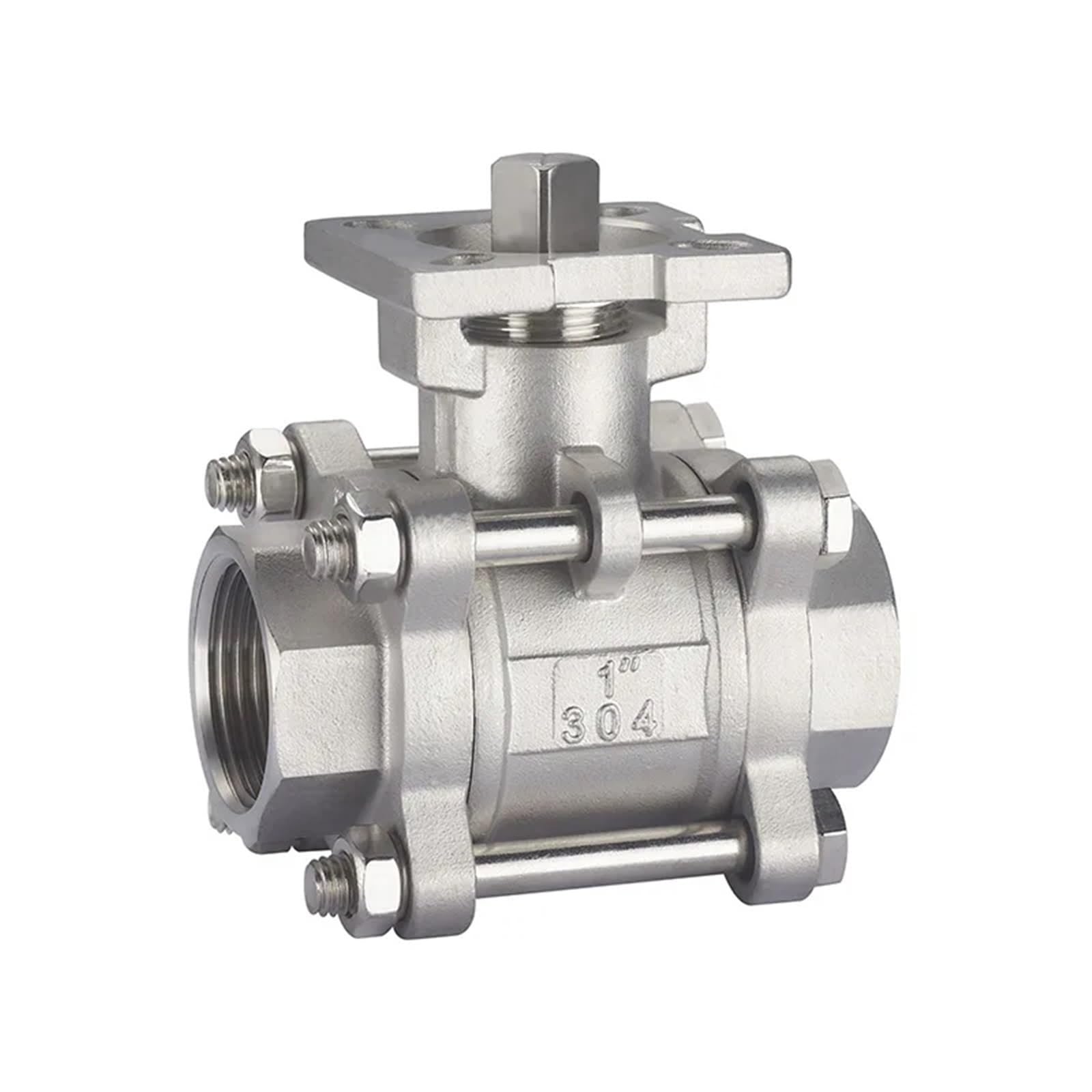 JNURGWLYH DN15 DN20 DN25 SS304 Stainless Steel High Platform Three Piece Ball Valve Female Thread(DN40)