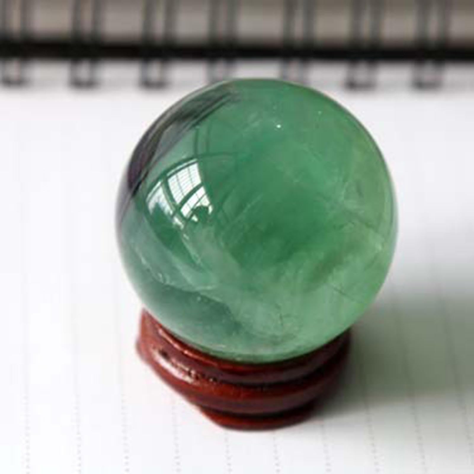 NIBHZ Pietra Preziosa con Sfera di Cristallo con Sfera di Fluorite Verde Naturale per L'arredamento Boho di Casa, Appartamento e Ufficio,30mm