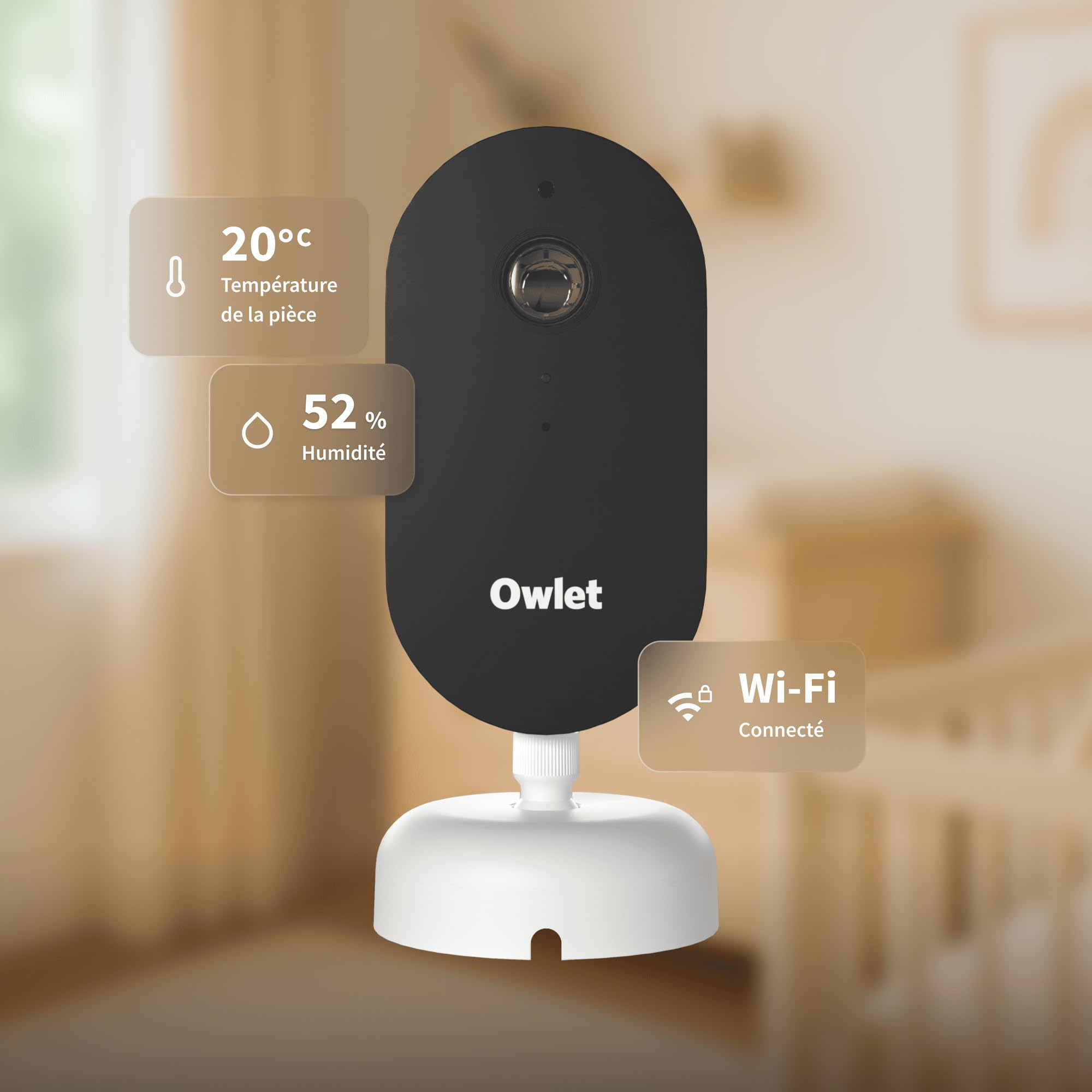 Owlet Dream Sight™ - Moniteur vidéo bébé Intelligent HD avec caméra, alertes Pleurs, mouvements et Sons, Suivi température & humidité