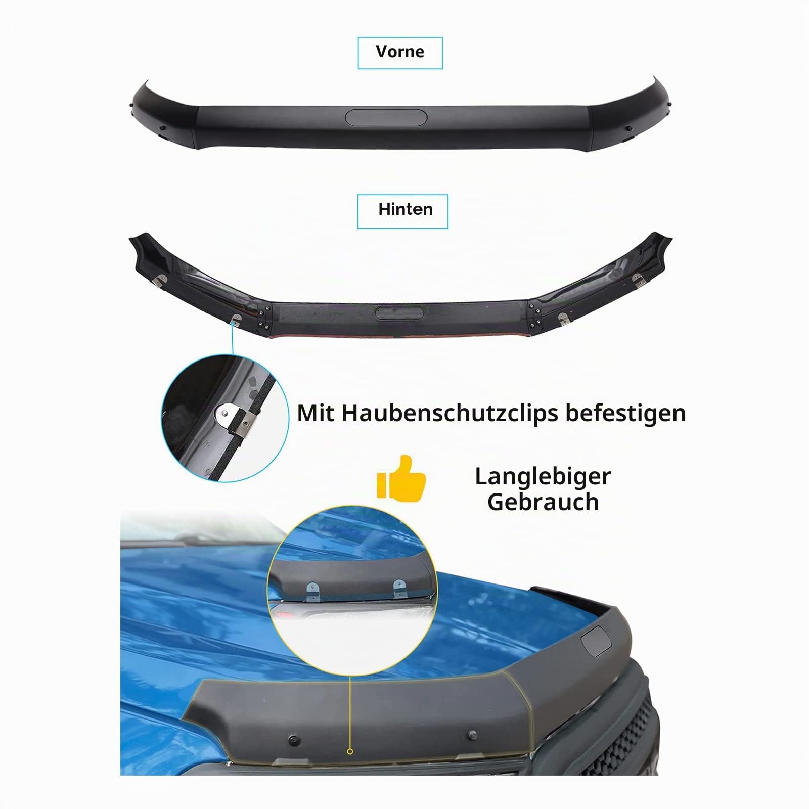 Motorhaube Deflektor Steinschlagschutz für Ford Ranger Wildtrak 2016-2022 Raptor XL XLT Limited ABS witterungsbeständig