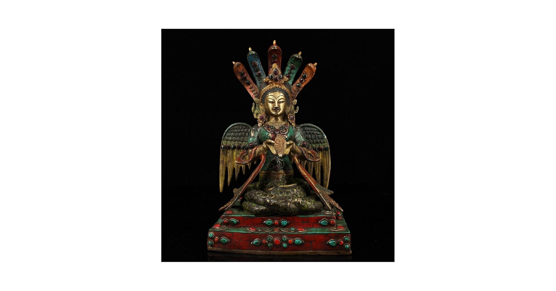 黒色ブロンズ製ナーガ仏像 Amazon｜12 インチのネパール寺院仏教ブロンズ象眼石と金塗装 5