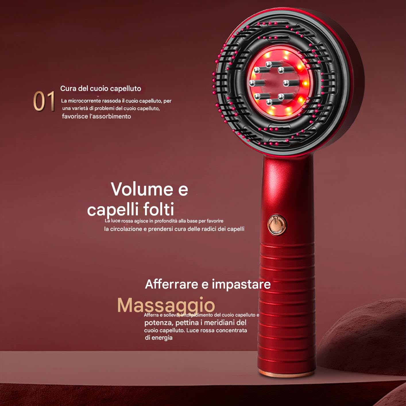 Kopfhaut-Massagegerät - Wiederaufladbares Kopfmassagegerät für Follikel - Wasserdichter Vibrationskamm Damen Körperpflege Schönheit Zuhause Reisen Regeneration