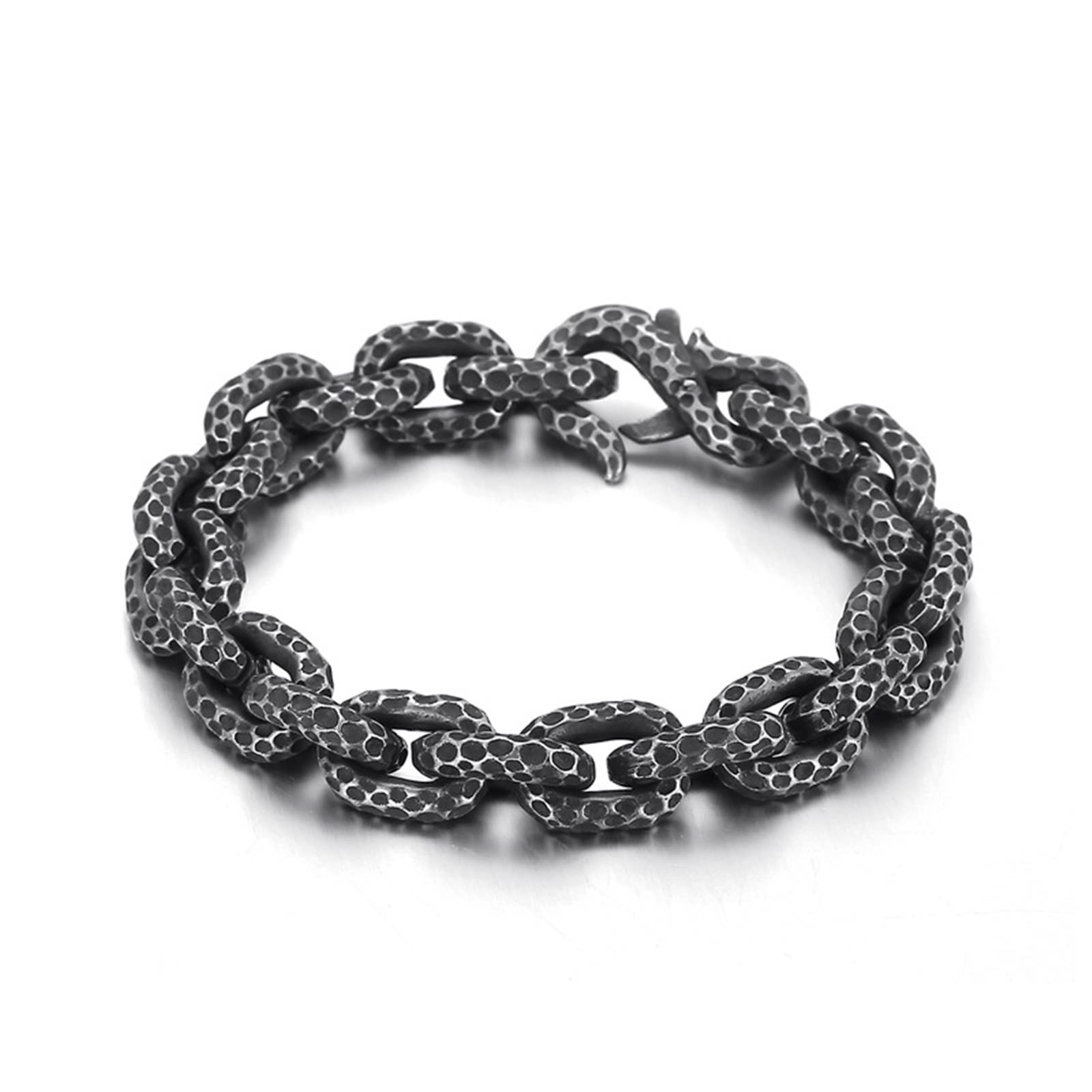 Magnetarmband Herren Schwarz，Gliederarmbänder Punkt Rostfreier Stahl Männer Lederarmband