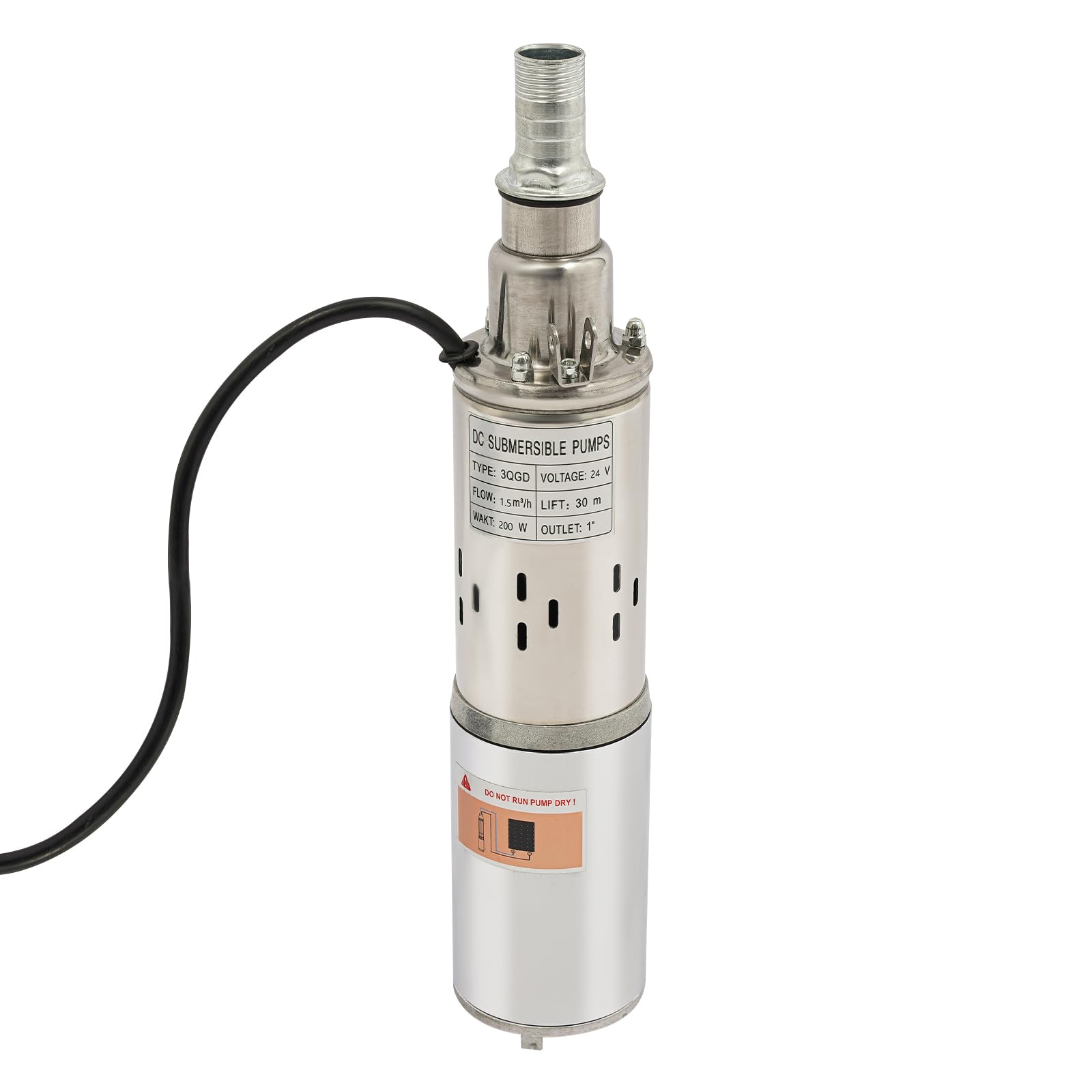 Tiefbrunnen-Solarpumpe 24V 200W Edelstahl Tauchpumpe