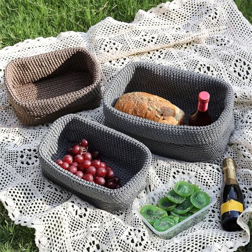 Panier de rangement tissé pliable à grande capacité de charge