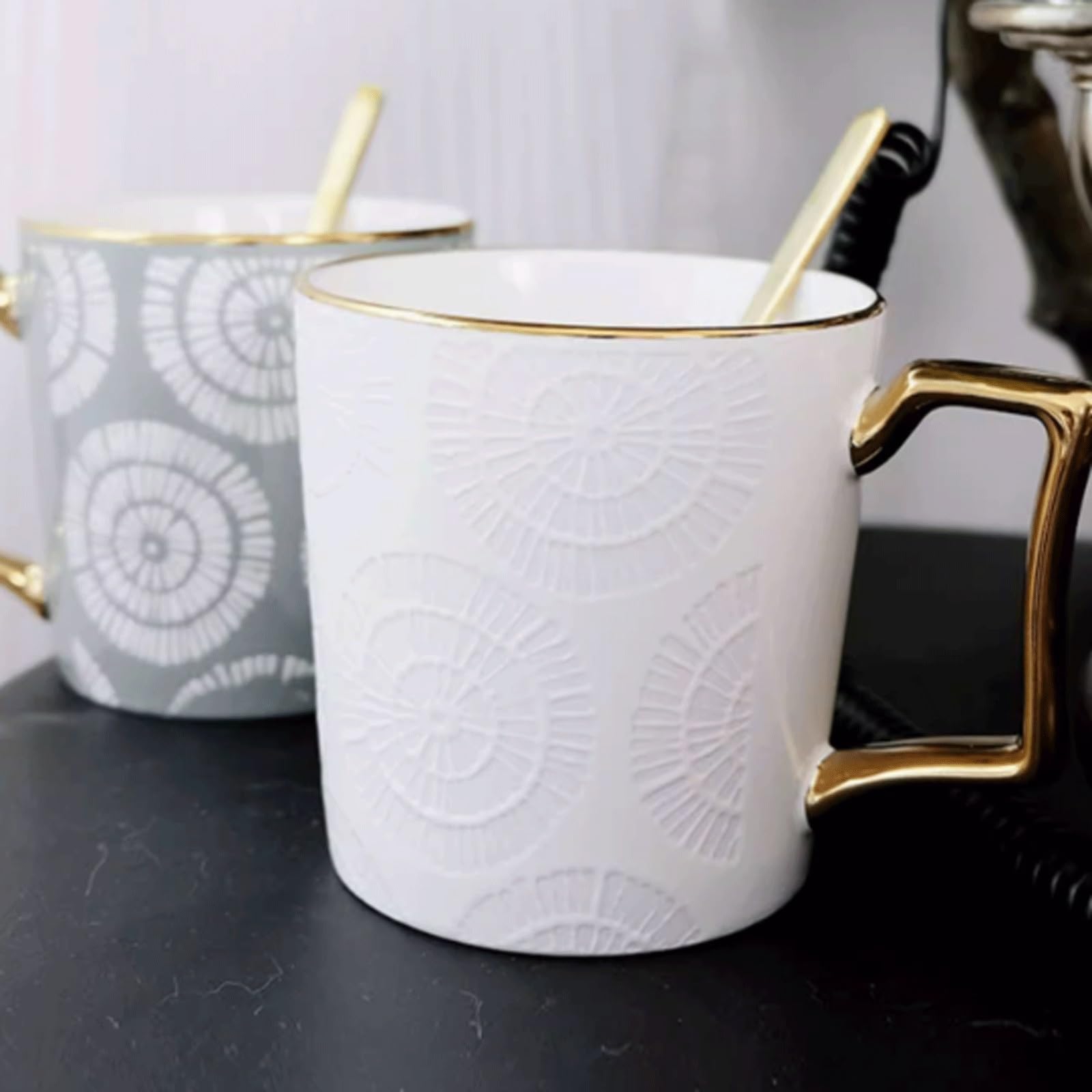 Kaffeetasse Keramik-Unterglasur-Tasse for Zuhause, Büro, Kaffeetasse, Wassertasse for Mädchen, großes Fassungsvermögen, Paar-Tassen Teetasse(Size:A)