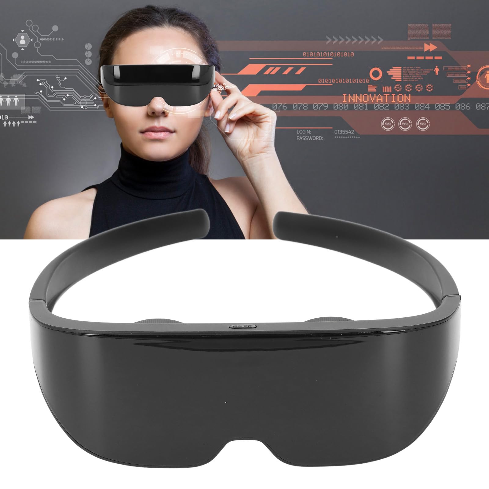 Cryfokt Gafas 3D VR 4K Ultra HD Inalámbricas Ajustables Ligeras para Entretenimiento en el Hogar Pantalla de 2,1"