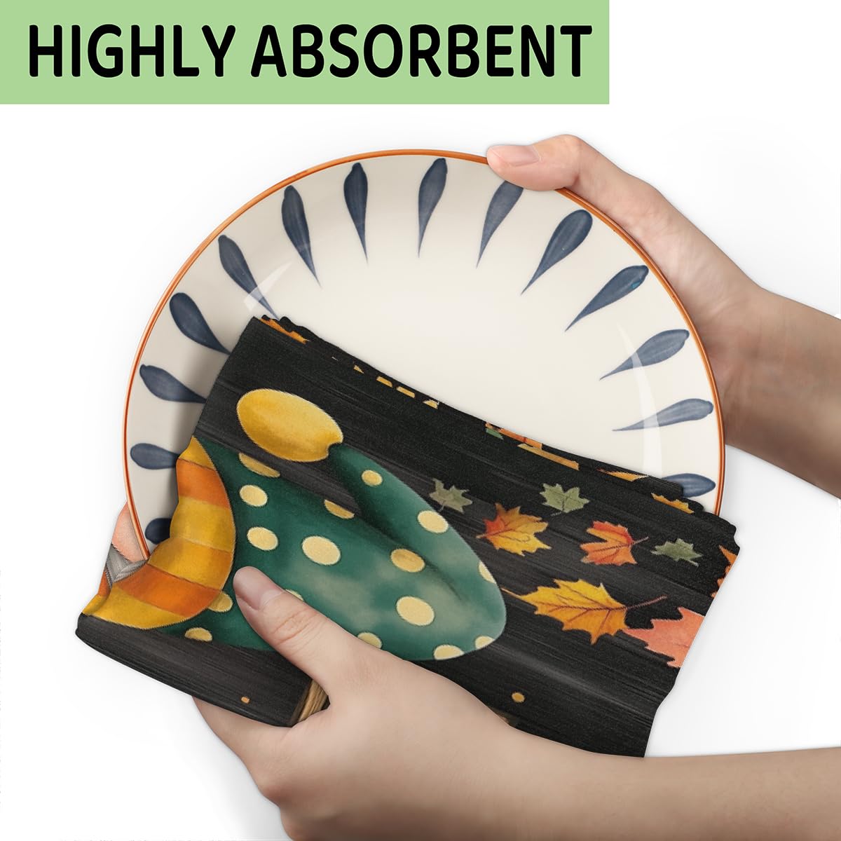 Paños de cocina de 45 x 72 cm, paños de cocina suaves y absorbentes de microfibra de secado rápido para baño, decoración del hogar, gnomos de girasol de Acción de Gracias, paquete de 4