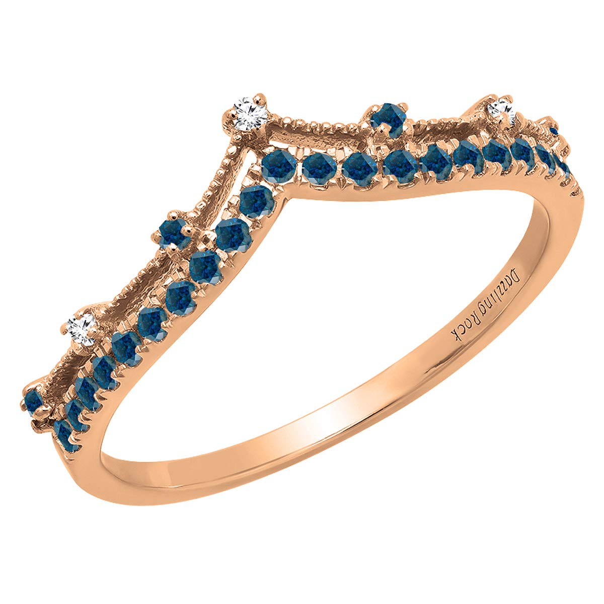 DazzlingRock Collection 10 quilates oro rosa redonda Blue Diamante azul