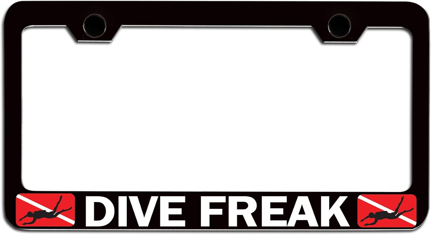 Dive Freak Scuba Diving Black Steel Auto SUV License Plate Frame License Tag Holder, O3