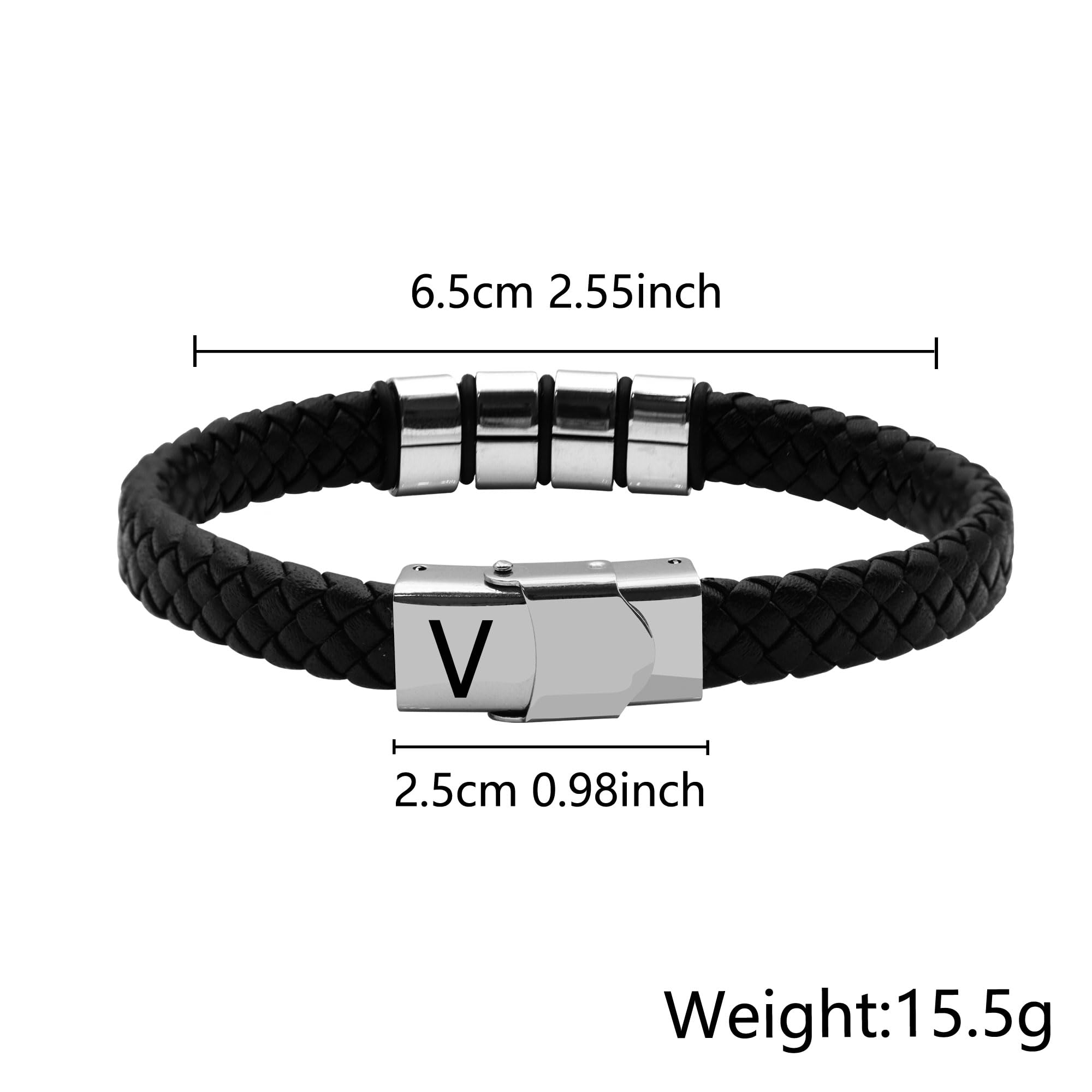 SAMINO Cuoio Nero 26 Bracciale Iniziale Per Il Mio Uomo Acciaio Inossidabile A-Z Lettera Charm Bracciale Intrecciato Per I Regali A Lui