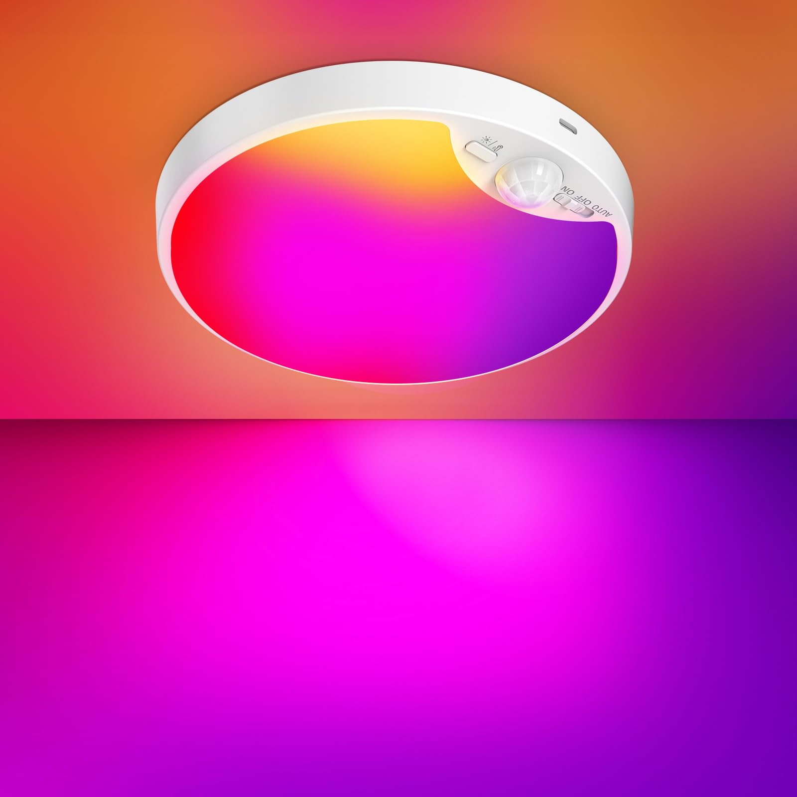 Rechargeable Motion Sensor Ceiling Light, 12000mAh RGB Battery Closet Light