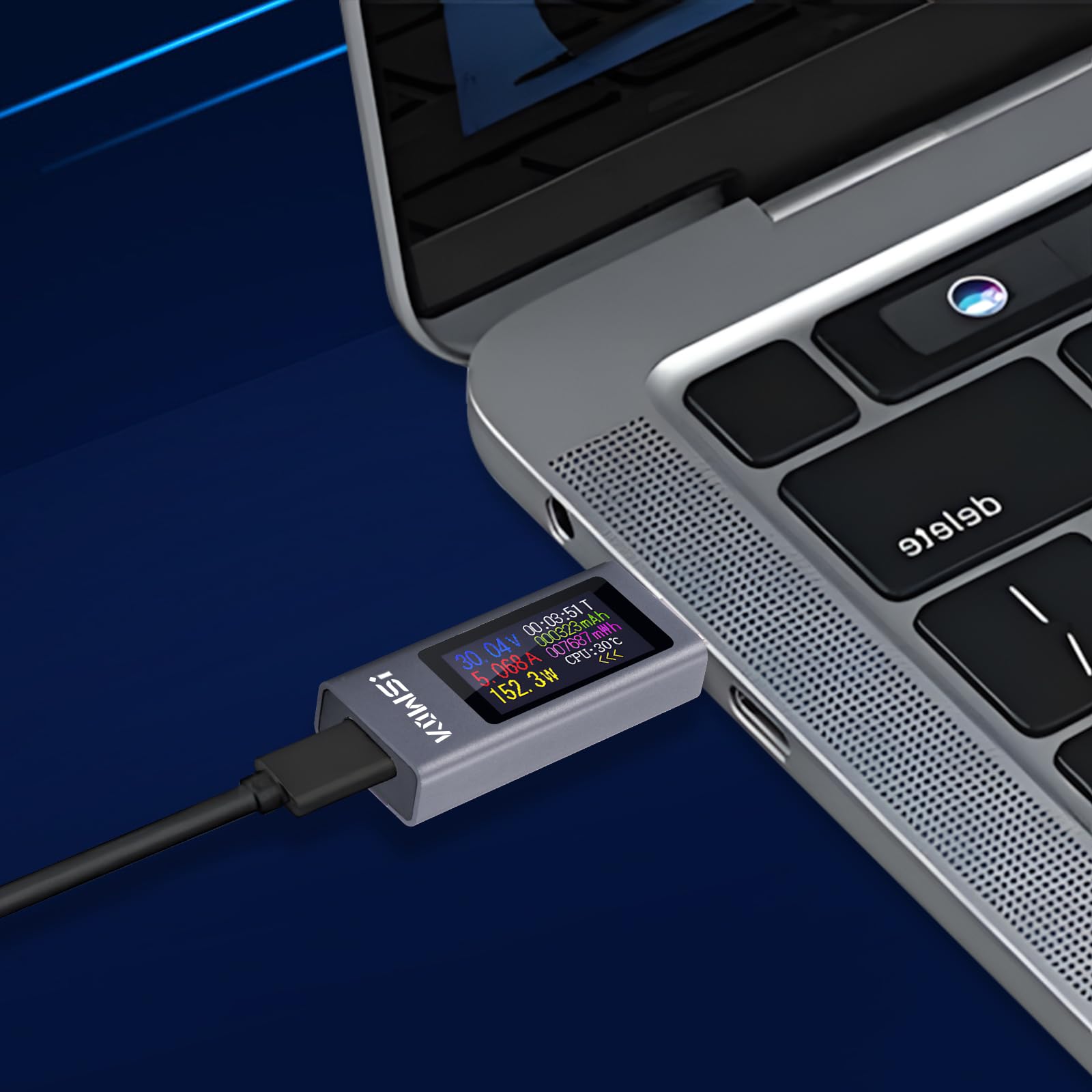 Voltmetre Amperemetre, 4-30V 0-6.5A,Testeur USB C Meter De Tension, Testeur De Tension Et De Courant USB Power Meter, Testeur De Charge De Téléphone