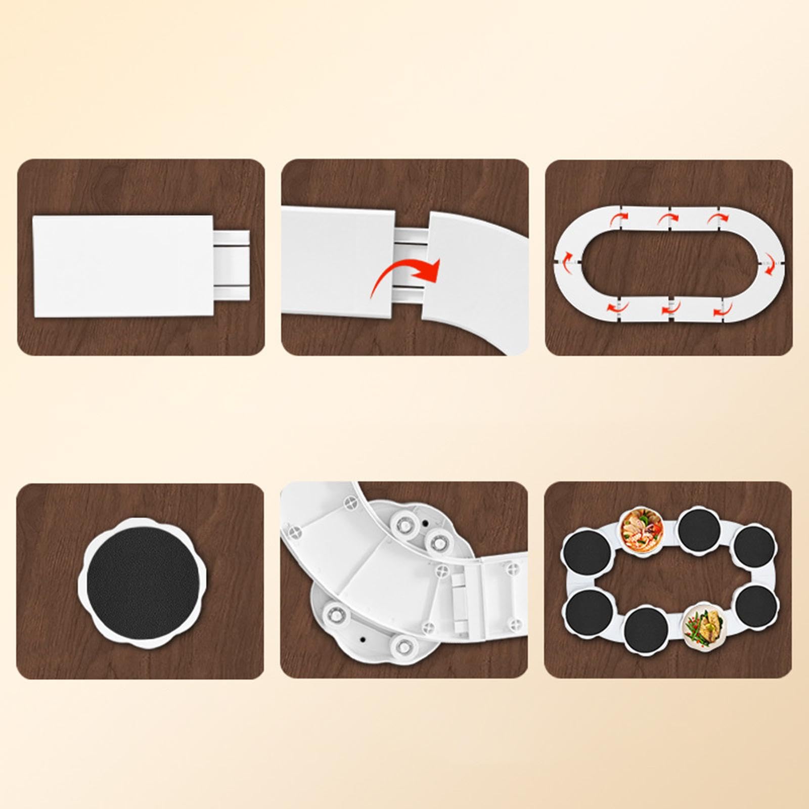 Plato Giratorio para Mesa de Comedor, Bandeja para Servir Alimentos, práctico y portátil, de Escritorio, Giratorio para cenas, Fiestas, hogar, Bodas, 100.5 X 51.5 Cm