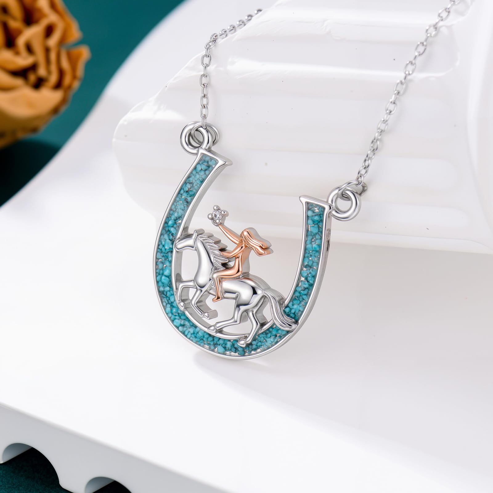 Hufeisen Halskette 925 Sterlingsilber Schmuck Pferd Anhänger Geschenk zu Geburtstag und Weihnachten für Damen