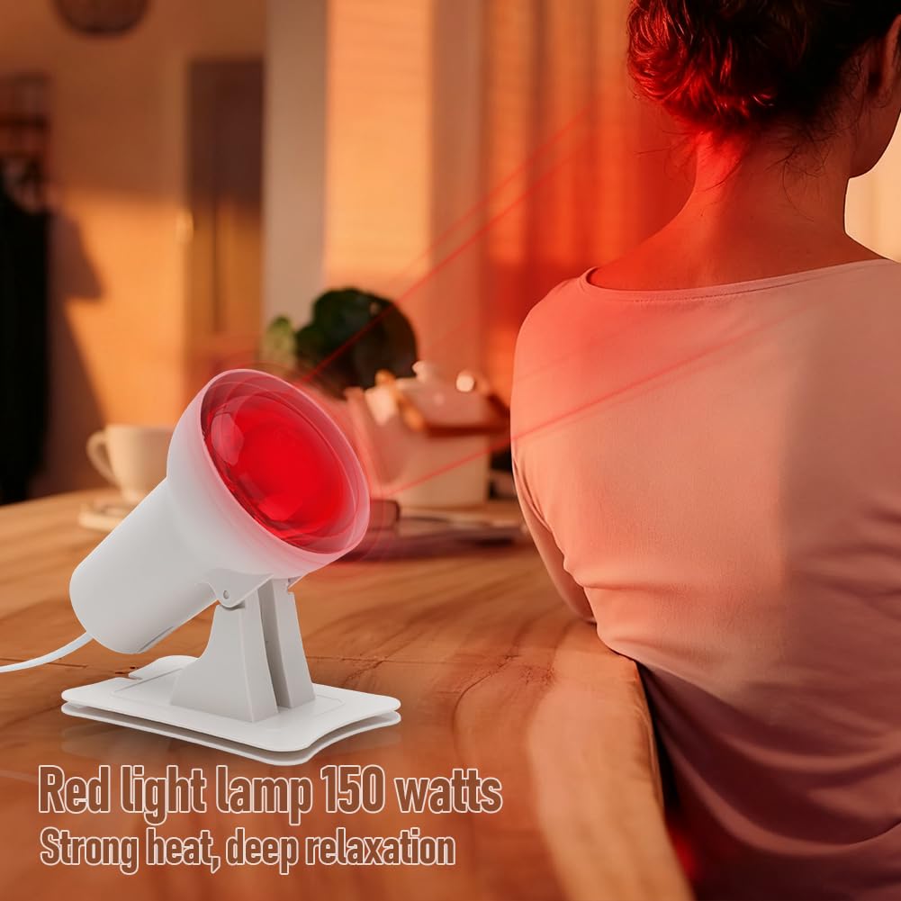 Lampada Infrarossi Termica 110W Radiatore Portatile Calore Rapido Base Antiscivolo Allevia Dolori Muscolari per Rilassamento Domestico Studio Ufficio e Fitness