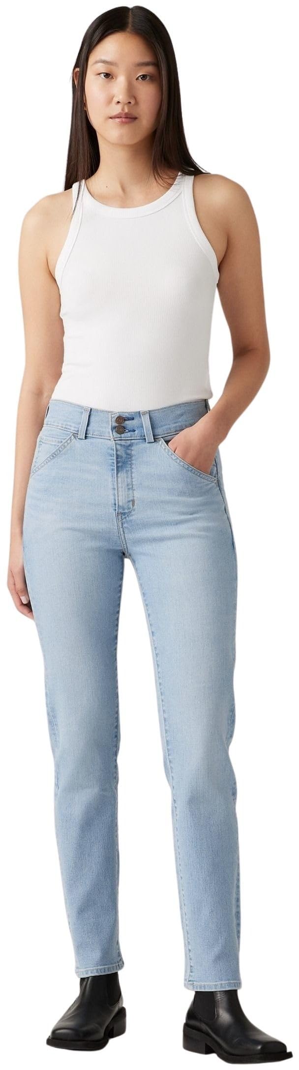 Levi's Women's Tall Glass Of Water - Blue Jeans Tailored 724 High Rise, Straight Fit, Blue (Tall Glass Of Water), W25/L30