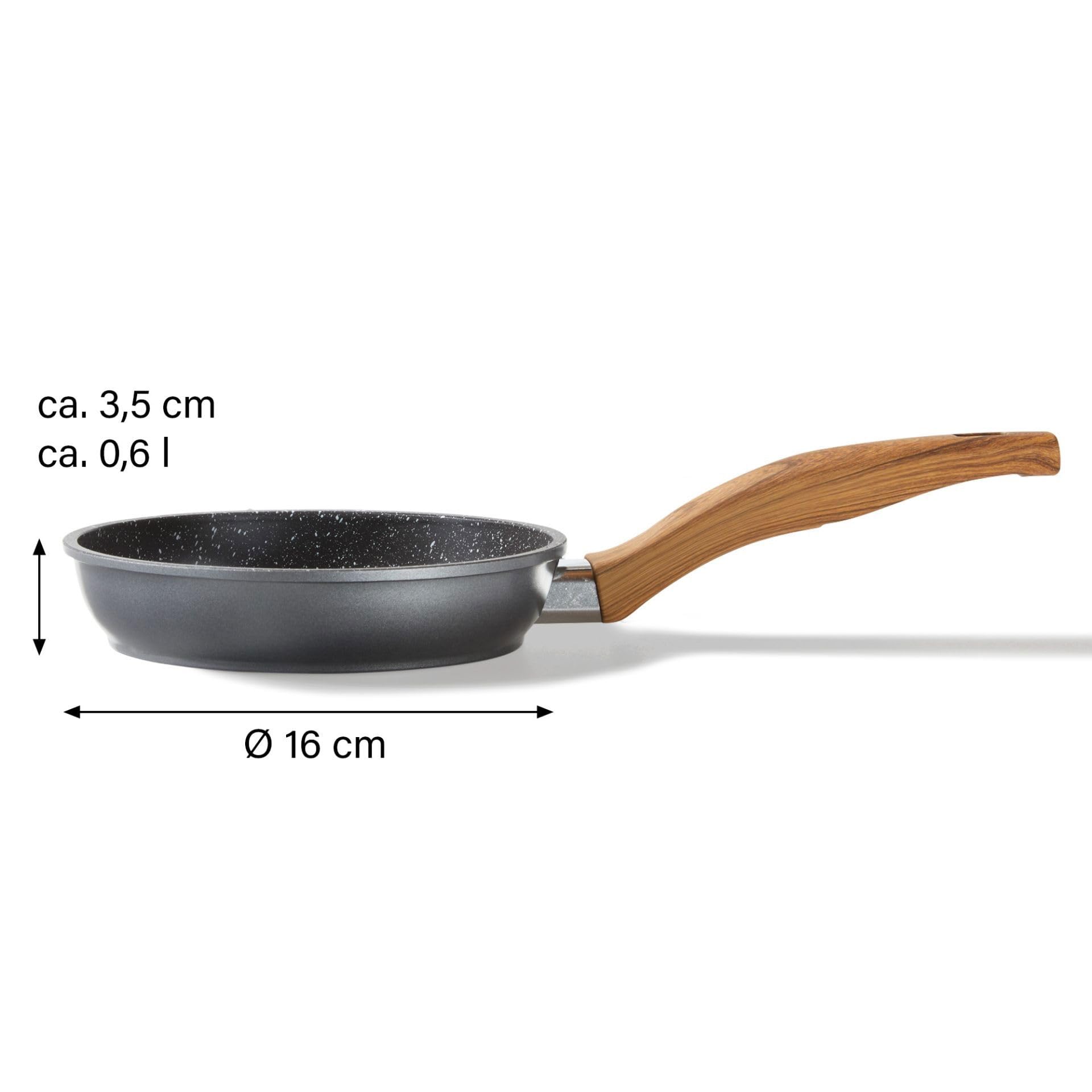 STONELINE “Back to Nature” - Padella antiaderente con vere particelle di pietra, 16 cm, adatta a tutti i piani cottura inclusi quelli ad induzione, cottura senza grassi