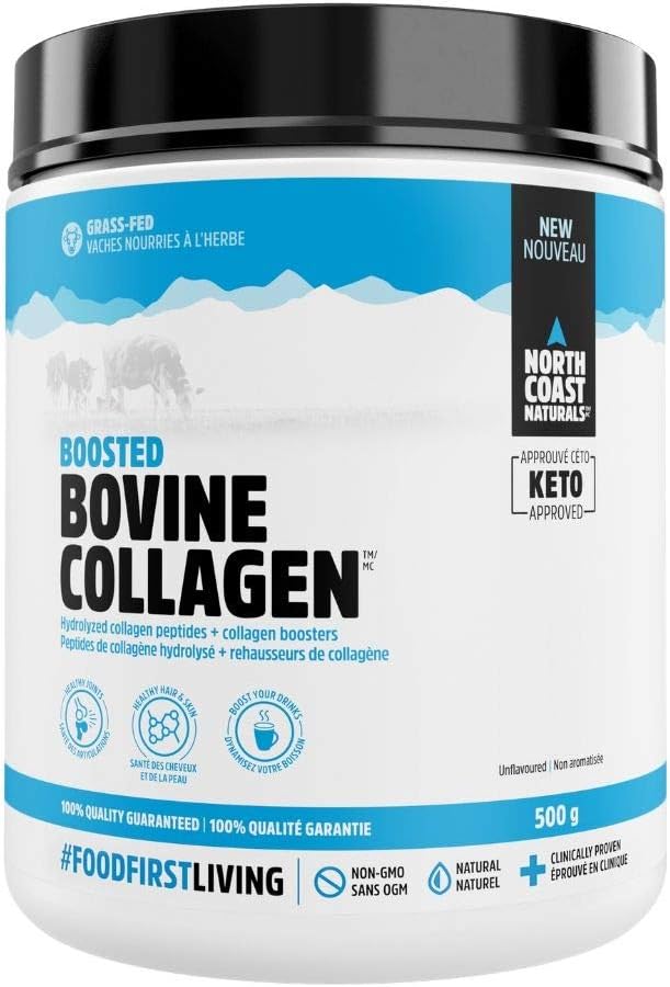 North Coast Naturals Boosted Bovine Collagen peptides – Grass Fed Certified – 500 g – Unflavoured North Coast Naturals Boosted Bovine Collagen peptides – Grass Fed Certified – 500 g – Unflavoured