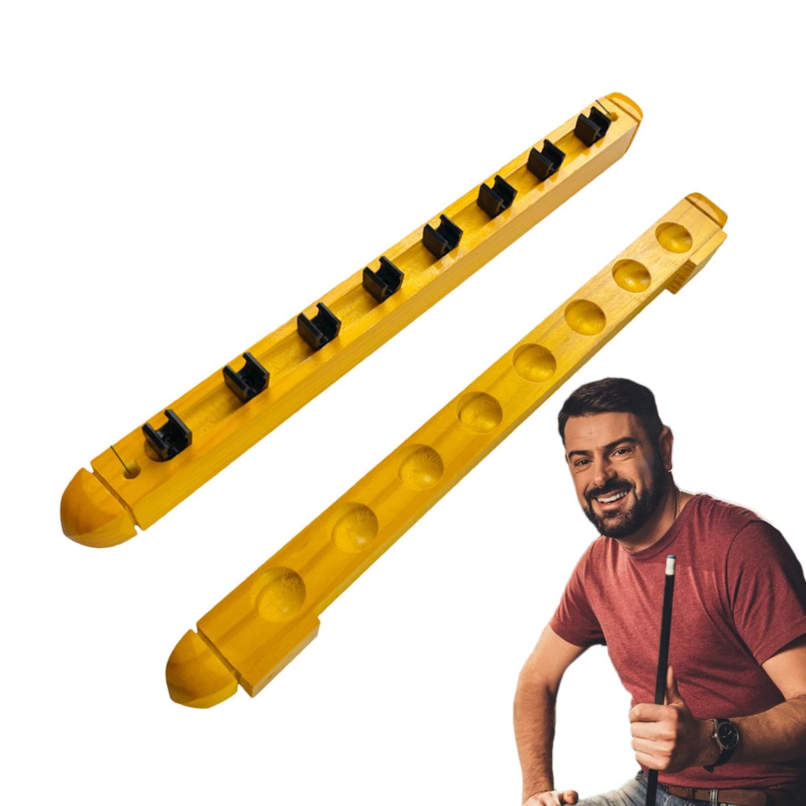 Wandhalterung für Billardqueues, 2-teiliges Billardqueue-Halter, kompakter Holz-Queue-Halter für 8 Billardqueues,