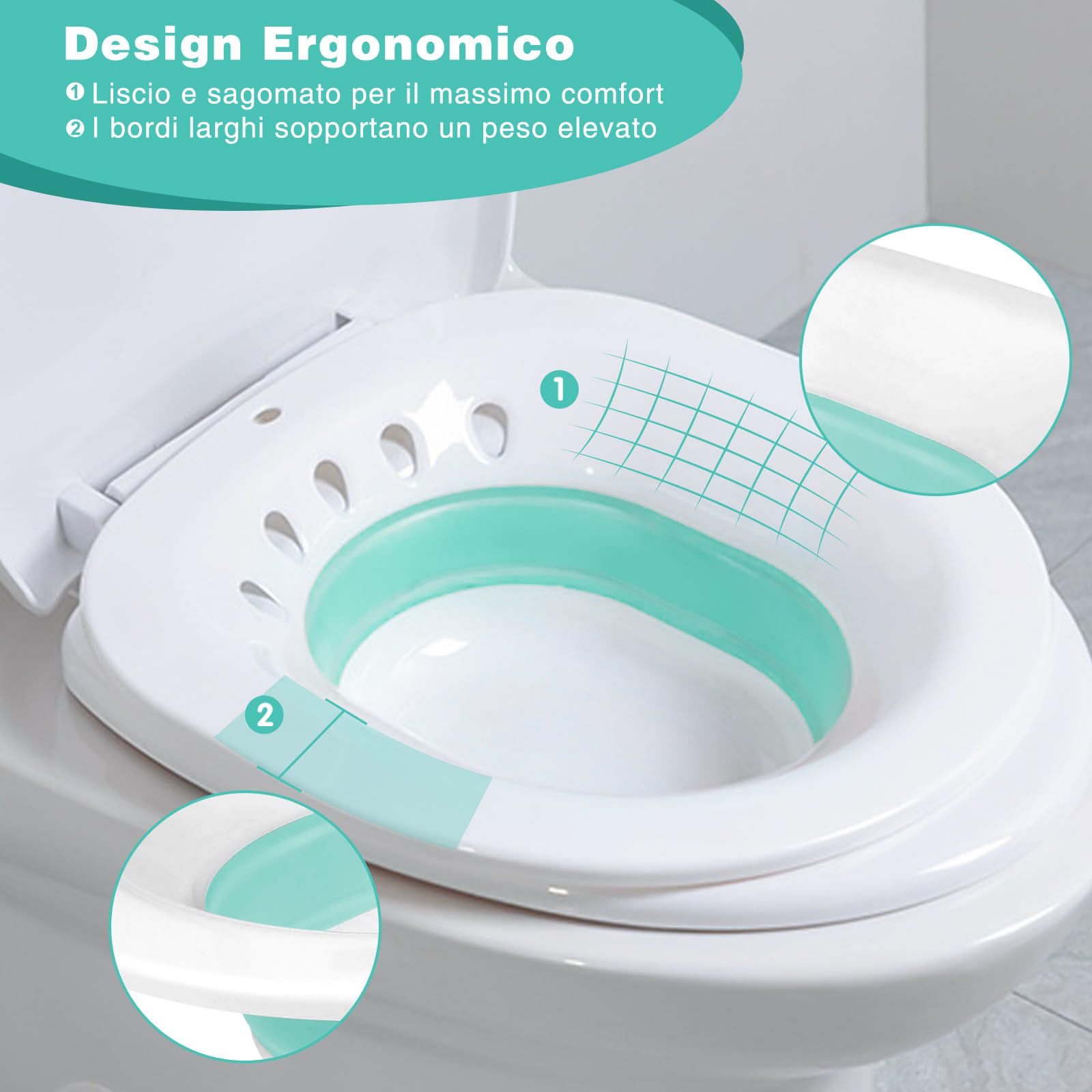 DEANIC Bidet Portatile per WC per Chi Soffre di Emorroidi, Vasca da Bagno Pieghevole per WC, Sedile per Vasca da Bagno Donne Incinte, Anziani (Verde)