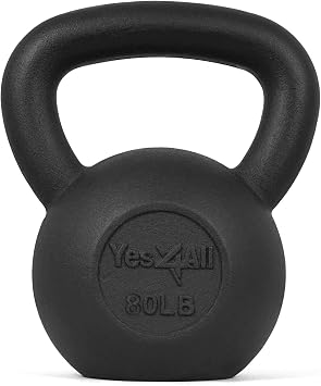 Yes4All Cast Iron Kettlebell, Strength Training Kettlebells 5-80 Lb 5,10,15,20,25,30,35,40,45,50,60,70,80 Lb for Full Body Workout, Push up, Strength Training - Single & Kettlebell Set of 2 for Men