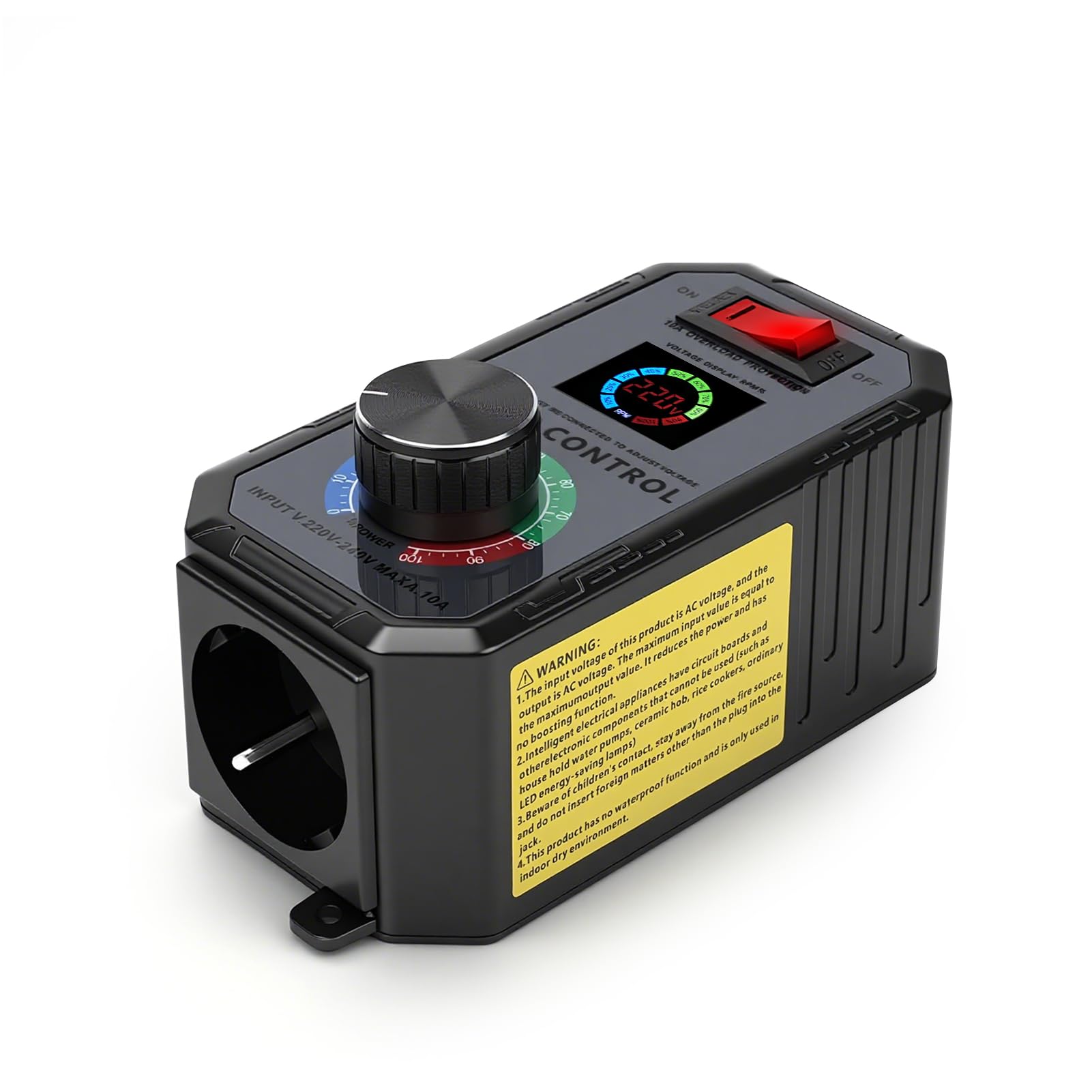 Variateur de Vitesse pour Moteur 220V, 4000W Régulateur de Tension 220V 10A Variateur de Vitesse Continu avec un Nouvel écran LCD，pour Ventilateur/Meuleuse d'angle/Souffleur/Perceuse électrique