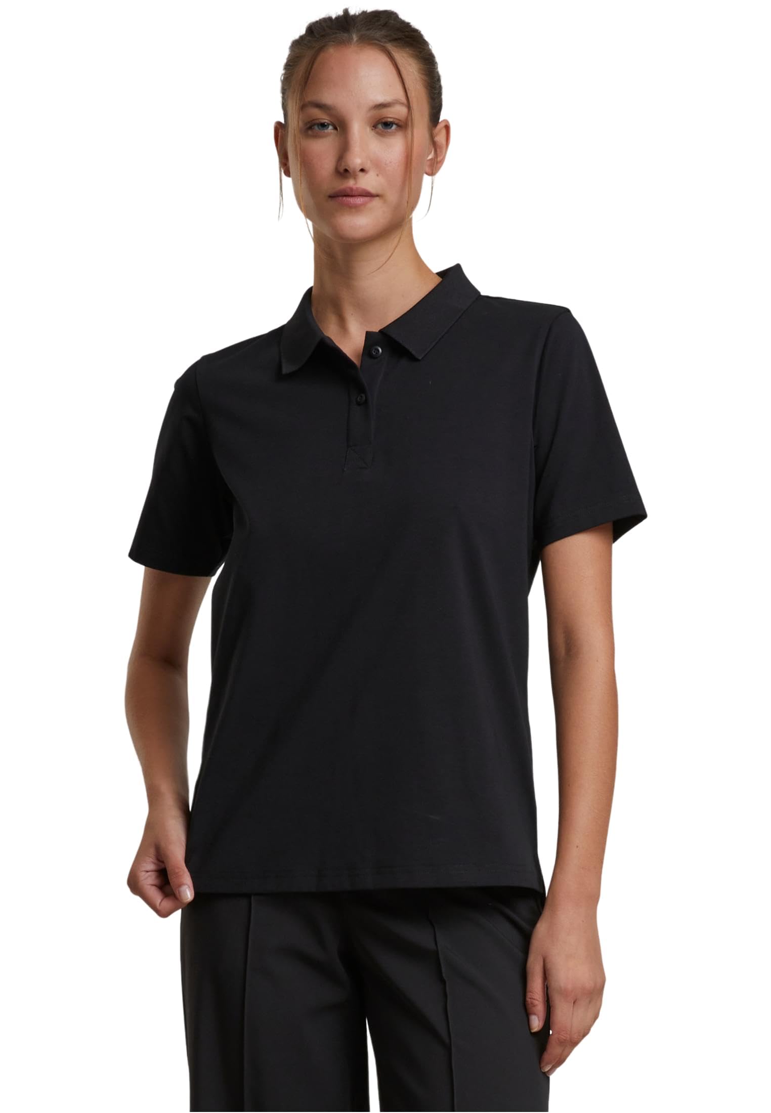 Urban Classics Women's Tb7171-ladies Sorona Polo Tee T-Shirt, Black, M