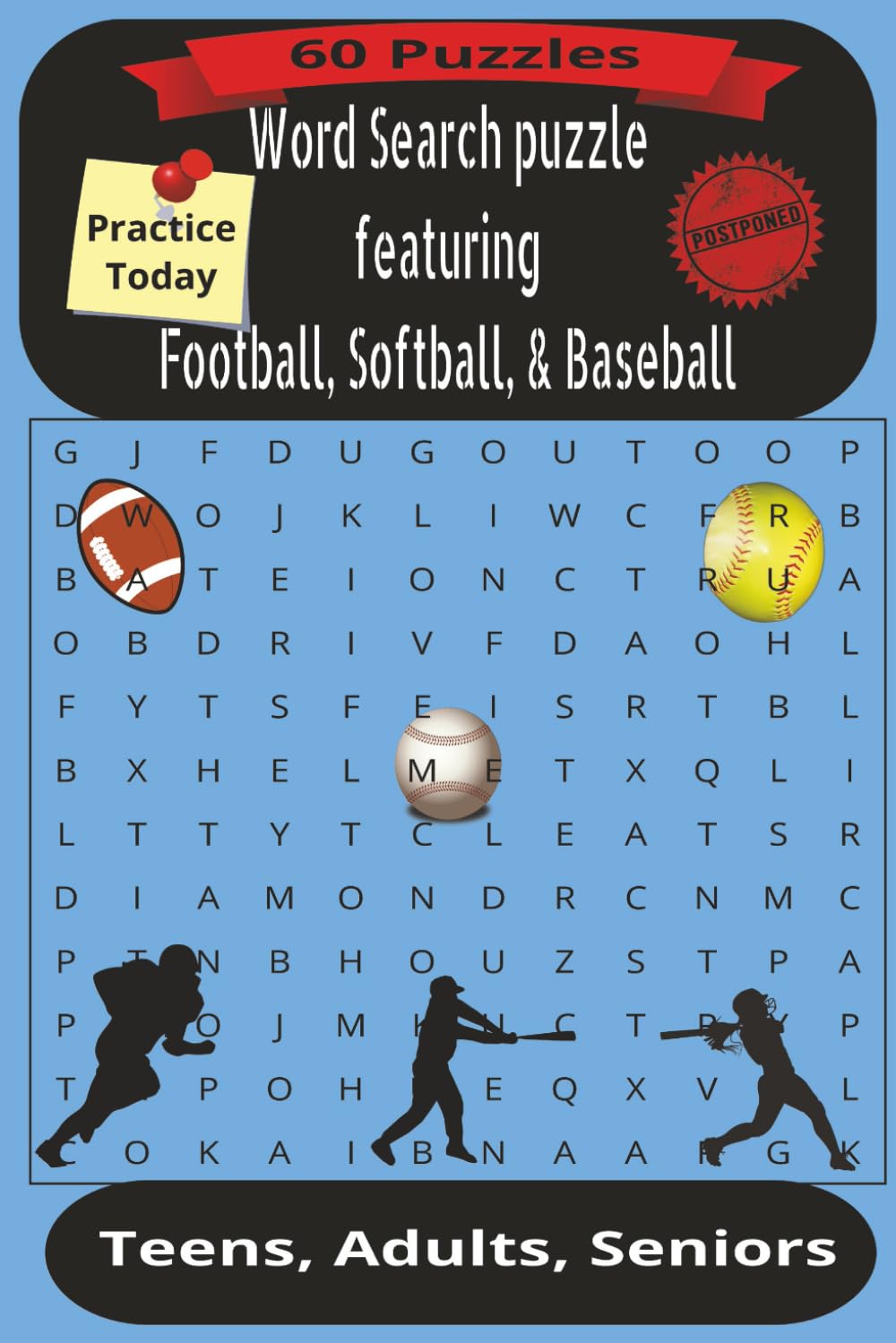 6x9, 120 pages, Word search puzzle featuring Football, Softball, Baseball: 60 Puzzles, Great for Teens, Adults, and Seniors
