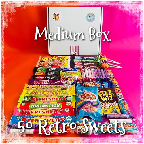Retro Sweets Gift Box up to 1.4KG | Personalised Hamper filled with Pick N Mix (Medium)