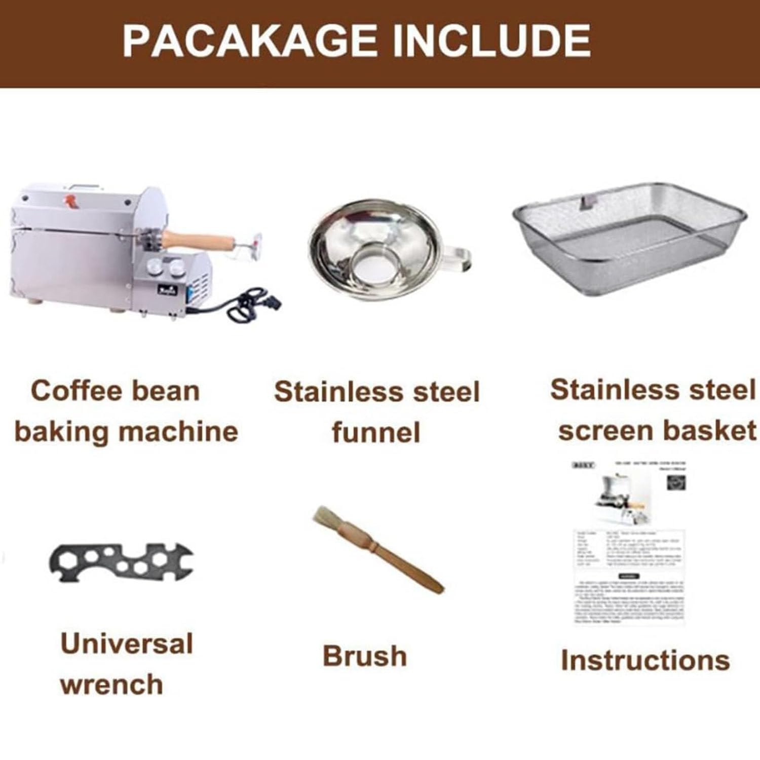 Tostatrice Domestica per Chicchi di caffè, tostatrice elettrica per Frutta secca, Macchina per tostare Il caffè, Tamburo in Vetro al Quarzo Resistente alle Alte Temperature