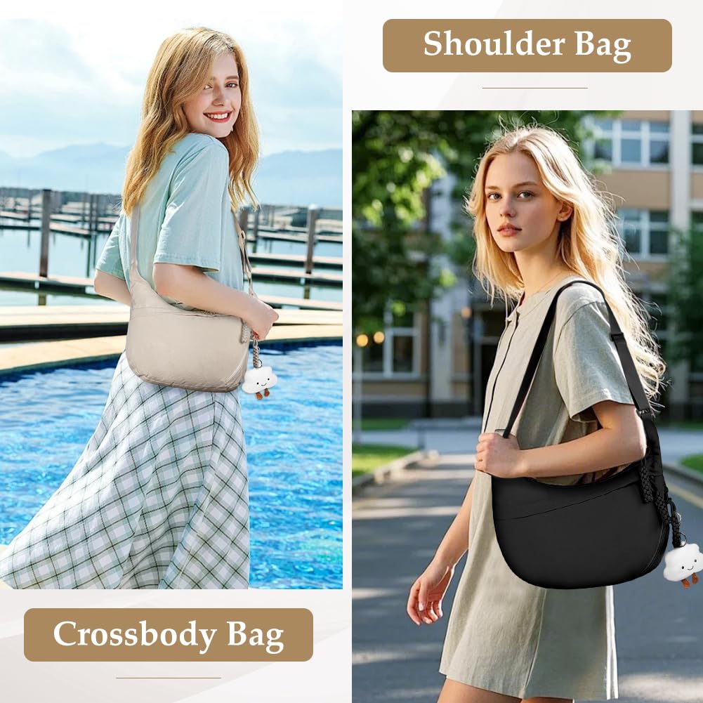 Aucuu Crossbody Bag damska torba na ramię, półksiężyc, torba na ramię, sztruksowa, na co dzień, z regulowanym paskiem na ramię, do pracy, na podróż, na co dzień