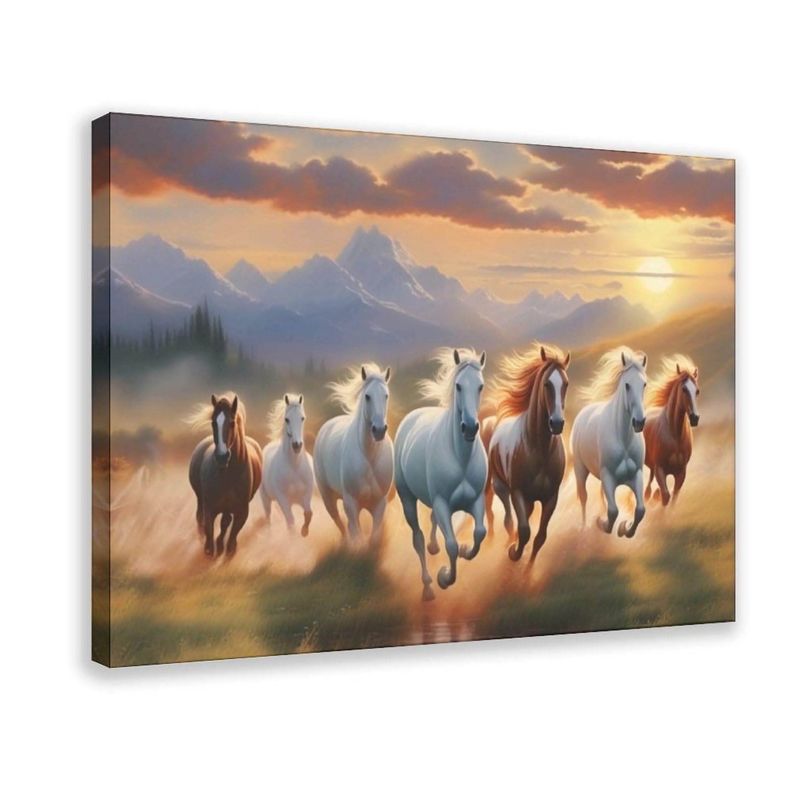 Seven Lucky Running Wild Horses Wall Art Animal Posters Bedroom Decor Landscape Office Room Decor Canvas Poster Canvas Poster Bedroom Decor Sports