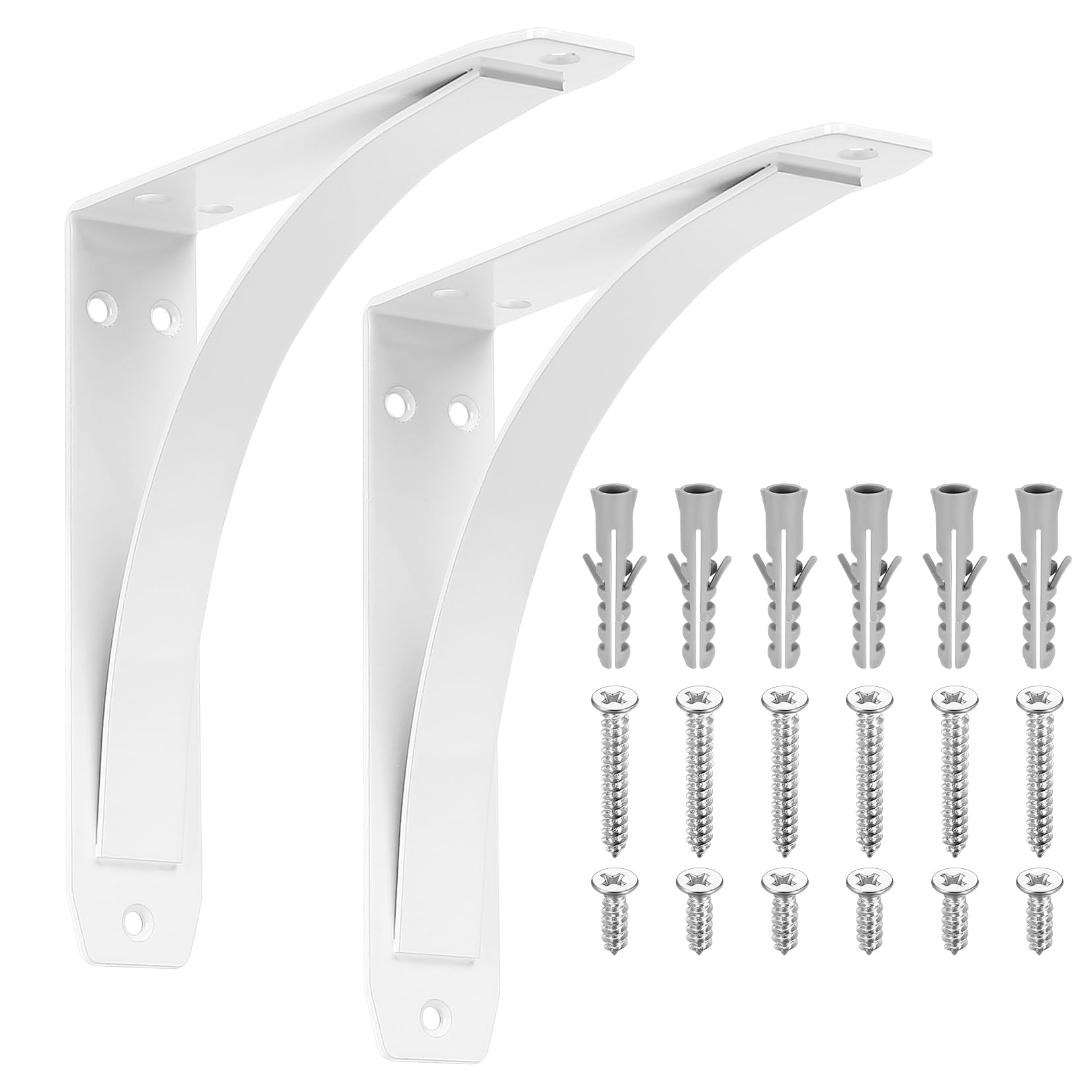 2 Pcs Soporte Estanteria Pared Blanco, Soporte Baldas Pared Metalica, Soportes para Estanterías Vintage, Soportes Antiguos para Estantes, Escuadras para Estanterias, Baldas de Madera, 200x200x40mm