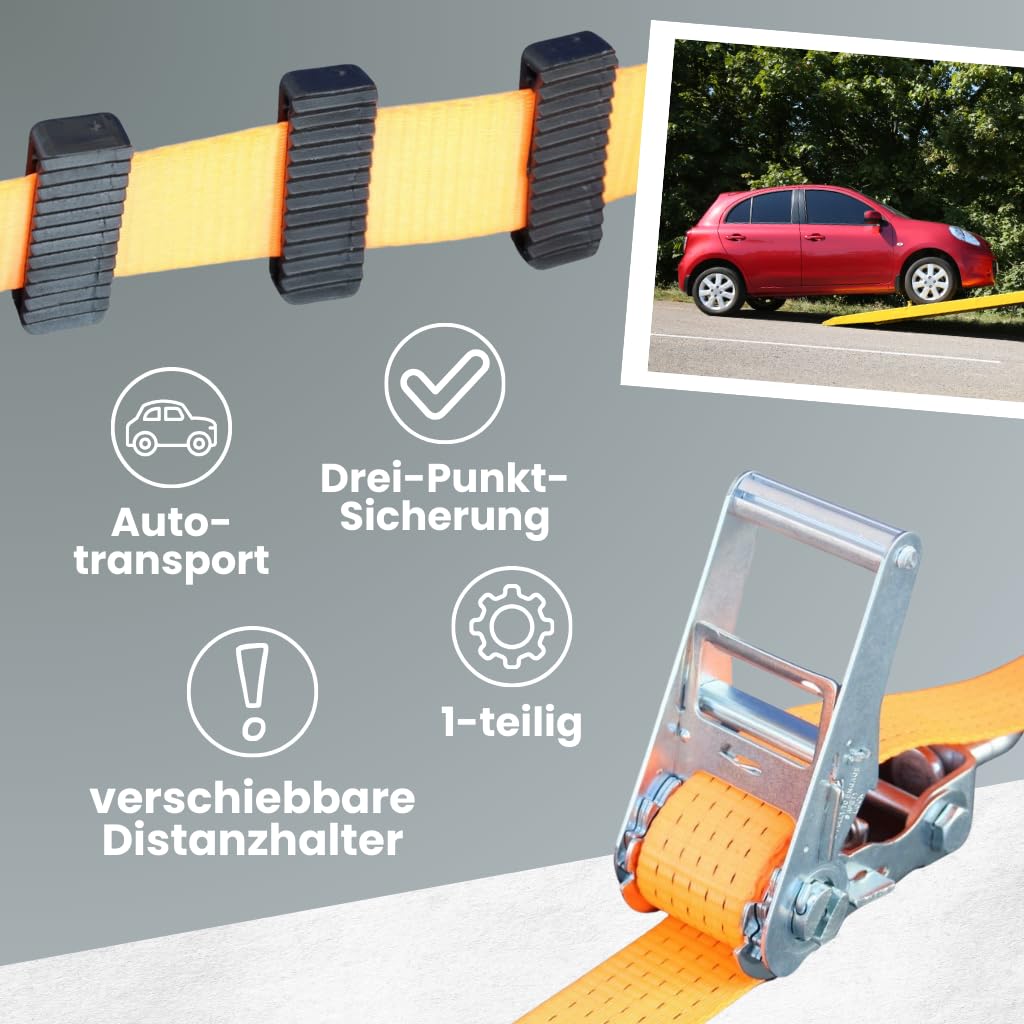 Autotransport Spanngurt Radsicherung, 4 Stück, 50 mm, 1-teilig