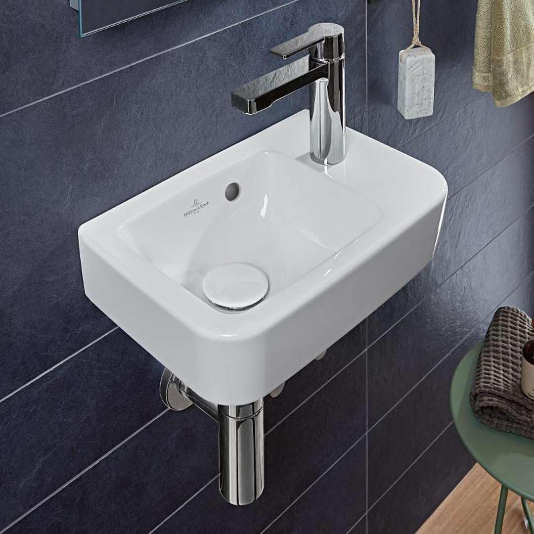 Villeroy & Boch O.novo Lave-mains 1 trou de robinet droite avec trop-plein 36x25cm Blanc