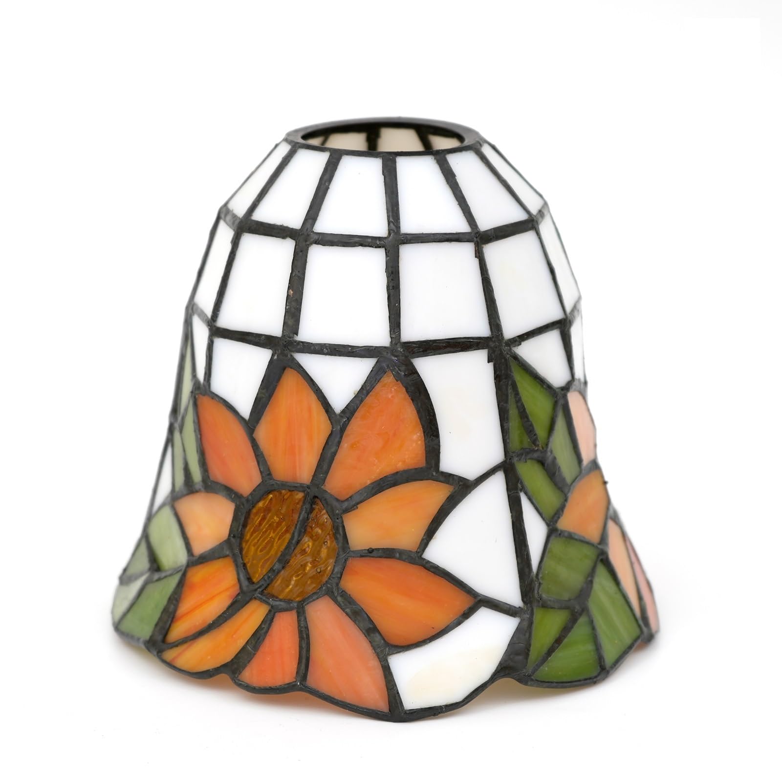 6 Inch Stained Glass Lamp Shade, Replacement Lampshade Richly Colourful Vintage Style Deco for Ceiling Light Pendant Chandelier Wall Lamp(Sunflower)