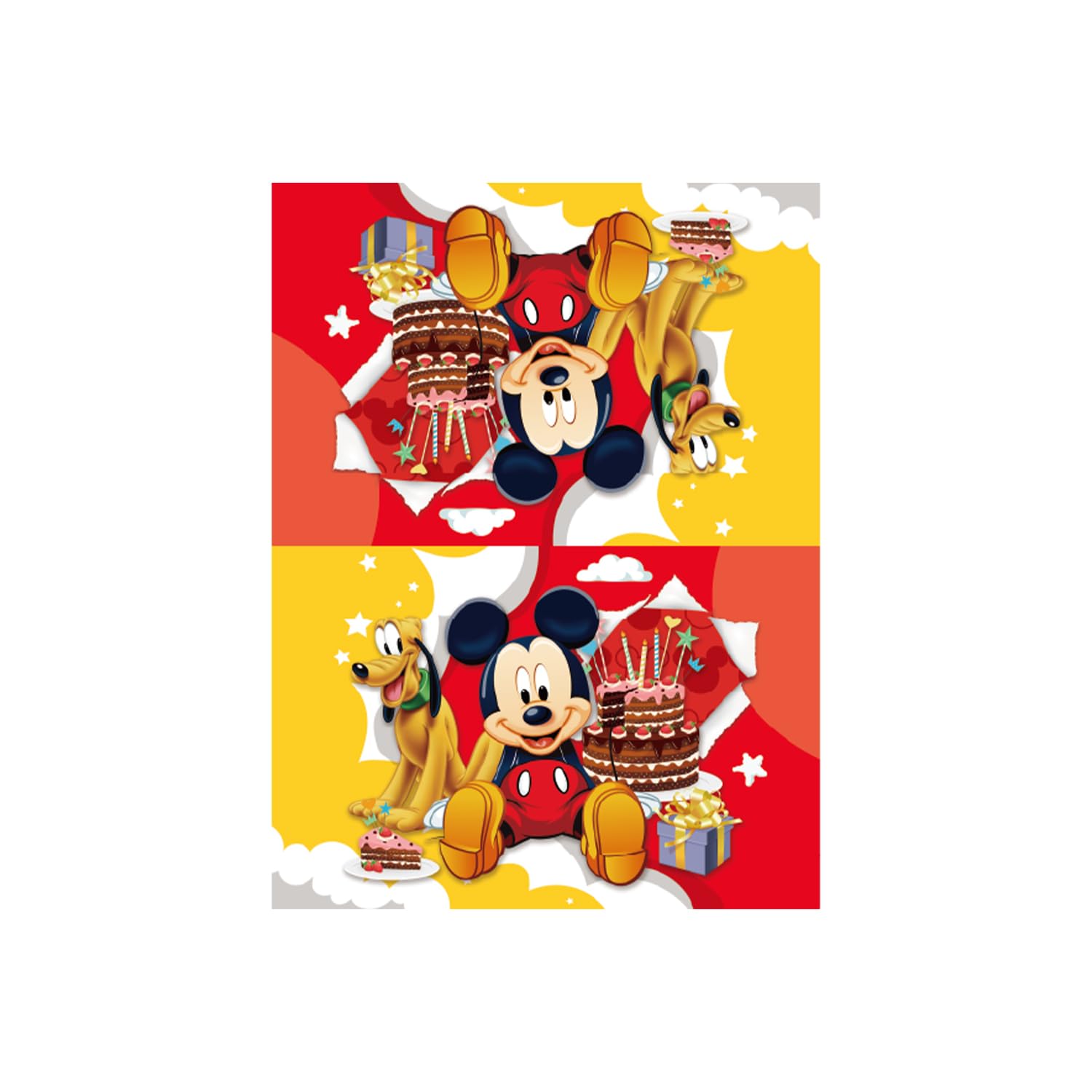 Zaprosze 4Pcs Mickey Birthday Gift Bag with Tissue Paper and Greeting Card Wrapping Paper Bags Large Themed Birthday Party Favor Bags for Girls Bday Baby Shower Mickey Party Supplies Decoration