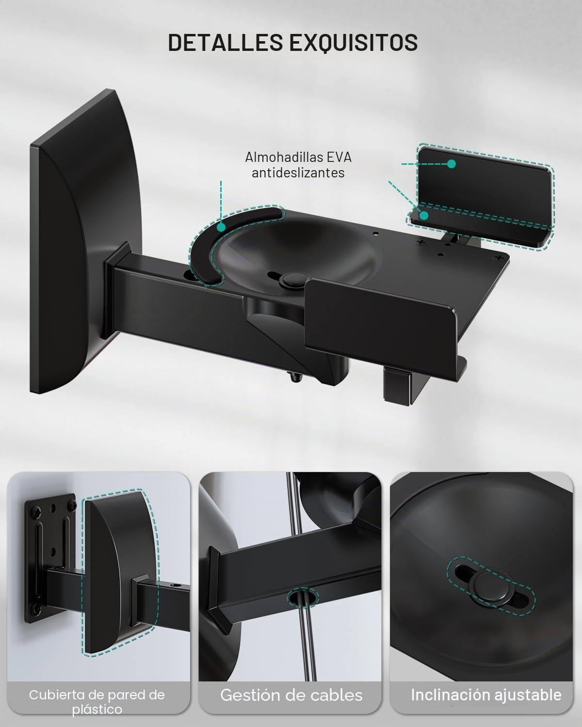 WALI Soporte de Montaje en Pared para Altavoces de Sonido Envolvente Grande, soporta hasta 55 Libras (SWM201), Color Negro