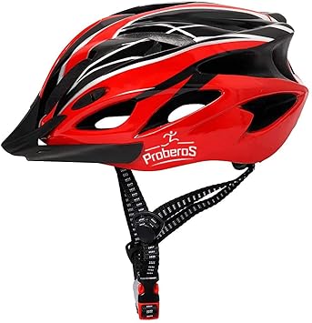 PROBEROS Bicycle Helmet with Adjustable Lightweight Mountain Bike Helmet for Men for Men and Women, Cycling Helmet(Red)