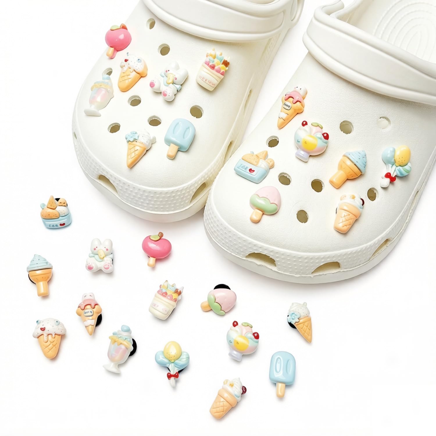 14 Piezas Pins para y Zuecos, Adornos para Zapatos con Diseño de Globos y Helados, Accesorios Charms para Sandalias y Pulseras, Regalo DIY para Niños y Adultos, Decoración Divertida