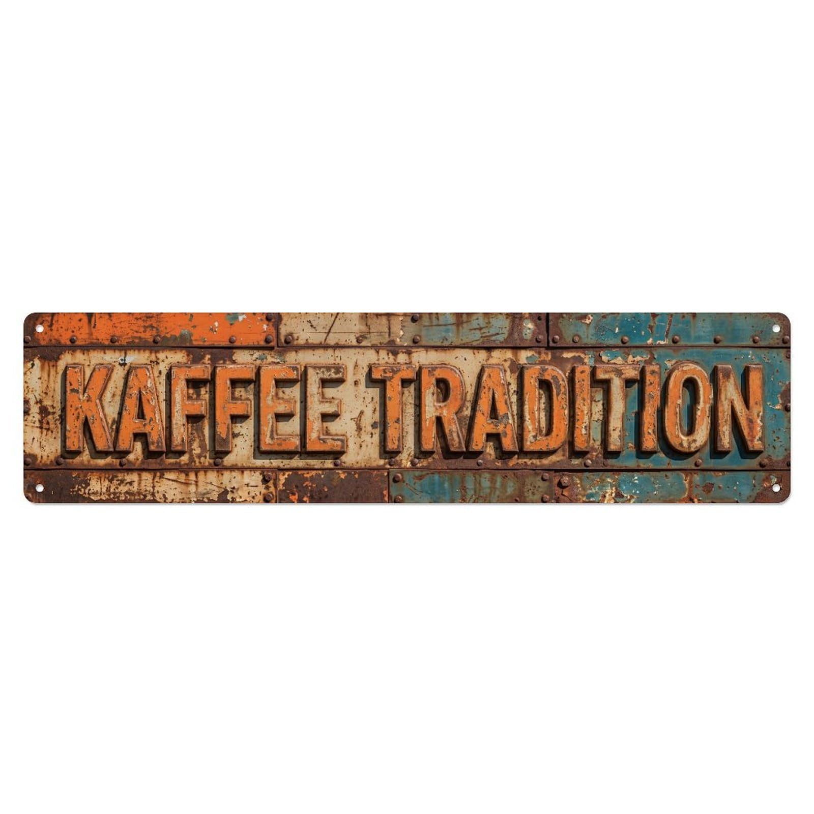 Coffee Tradition Farmhouse Metal Tin Skinny Sign Plaque Wall Decor for Cafe, Club Bar, Office, Home Garden Metal Poster 4x16Inch