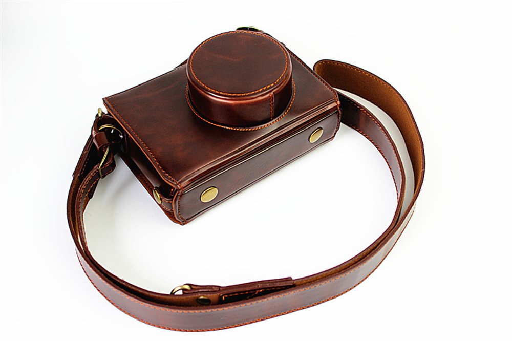 X100 Case, BolinUS Handmade PU Leather Fullbody Camera Case Bag Cover for Fujifilm Fuji X100 X100S X100T Bottom Opening Version + Neck Strap -Coffee